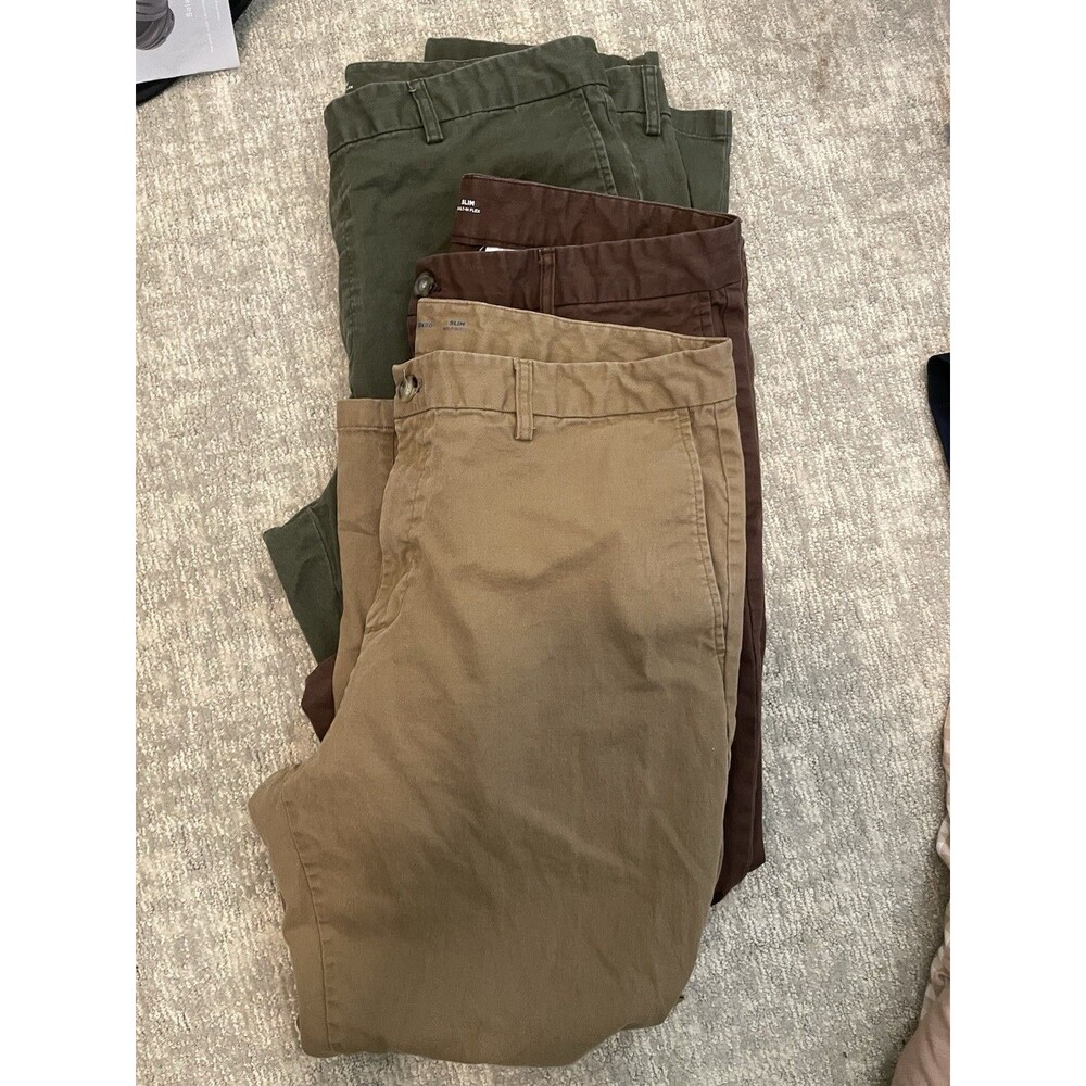 Old Navy Men's Green Slim Tapered Chino Pants Cotton Twill Stretch Pockets 38W